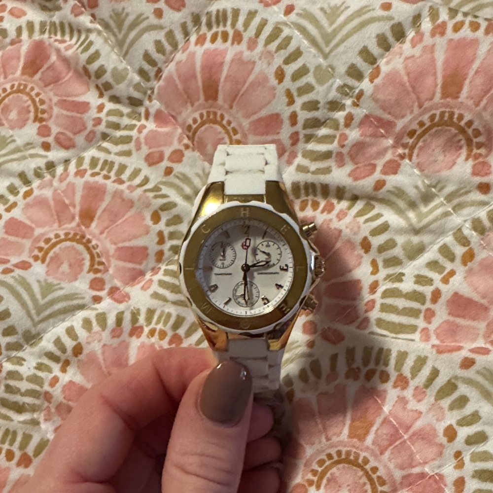 Michele Gold and White Jelly Watch